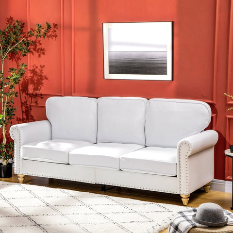 81" 3-Seater Modern Sofa - White