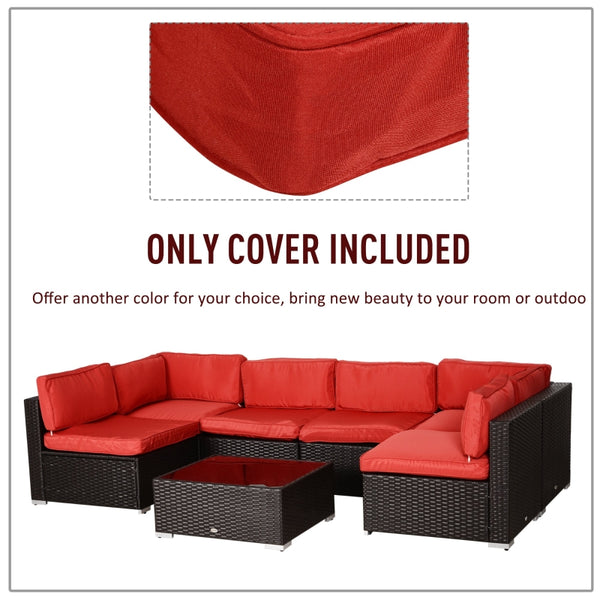 14pc Patio Rattan Sofa Set Cushion Cover - Red
