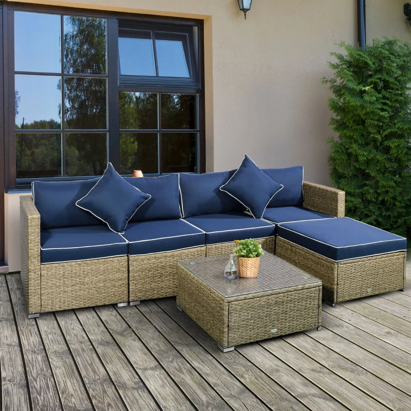 6pc Outdoor Rattan Sofa Furniture Set - Navy Blue