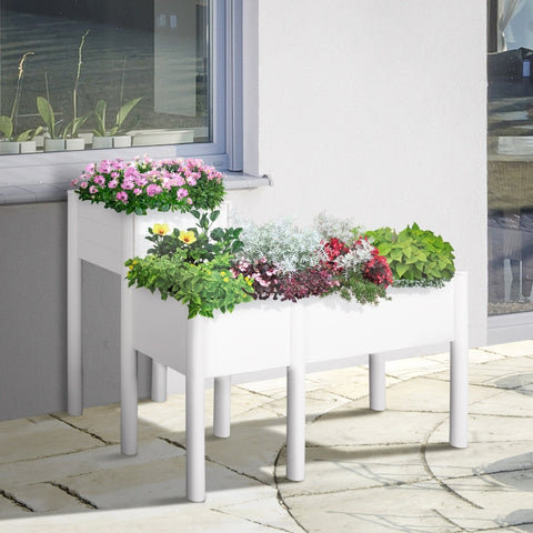 46'' x 34'' x 33'' Outdoor Elevated Planter Box - White