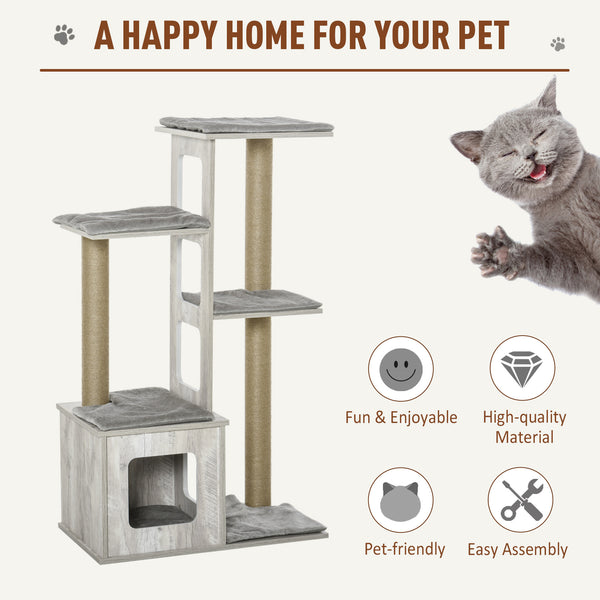45" Cat Tree with Scratching Posts - Grey