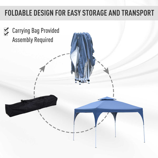 10x10 ft Easy Outdoor Pop Up Party Tent with Carrying Bag -  Blue