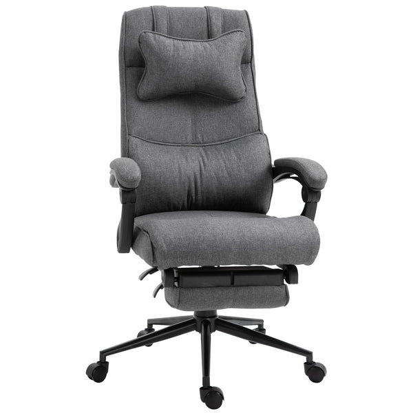Home Office Adjustable Recliner Chair with Footrest - Grey