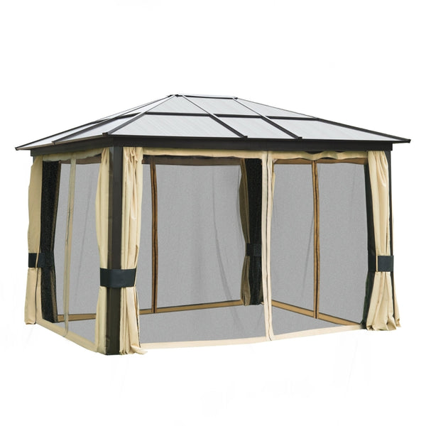 12x10 ft. Hard Top Garden Gazebo with Mosquito Netting