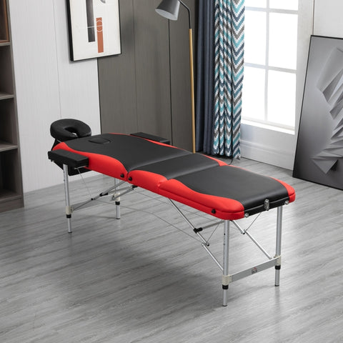 Ultra Portable Foldable Mobile Massage Table Bed - Red Black
