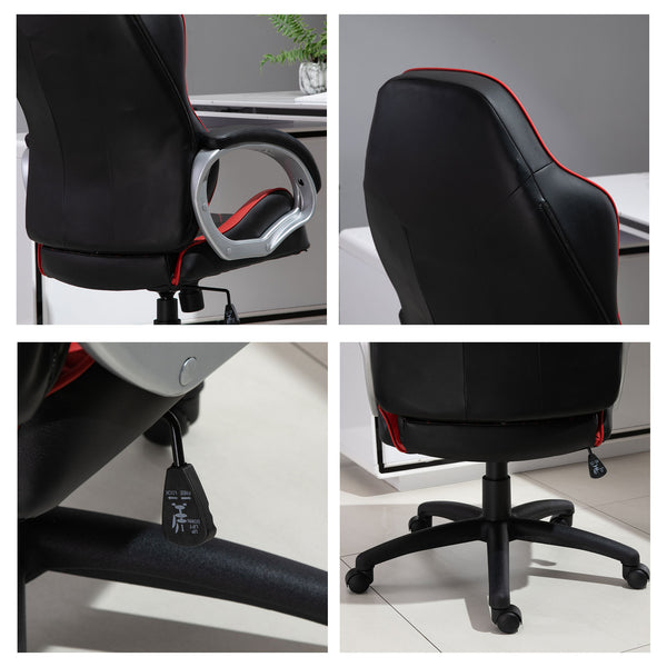 High Back Home Office Chair with Wheels - Red