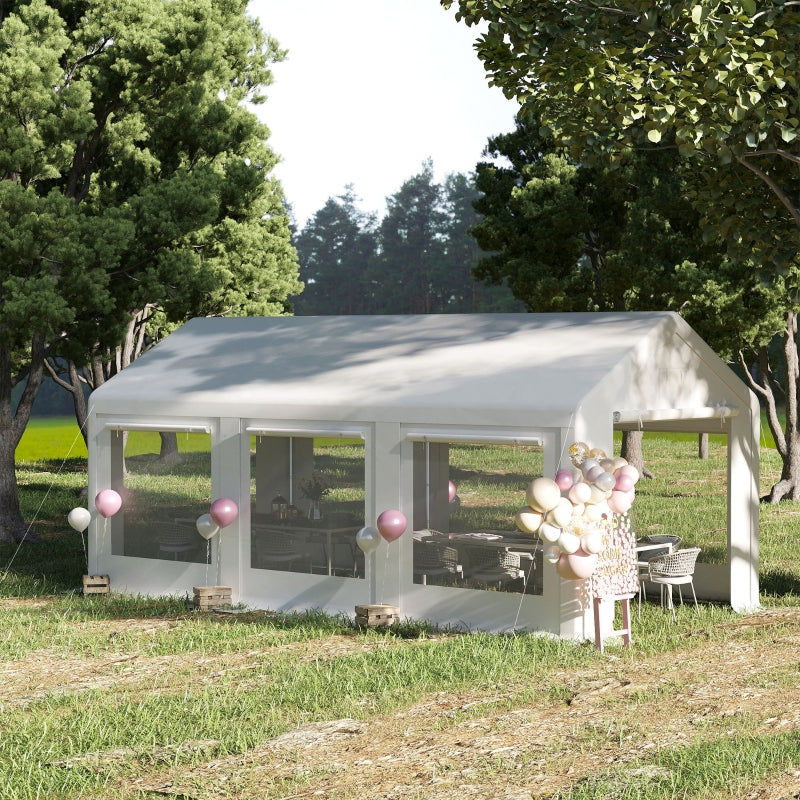 20' x 10' Party Canopy Tent with 6 Removable Side Walls - White