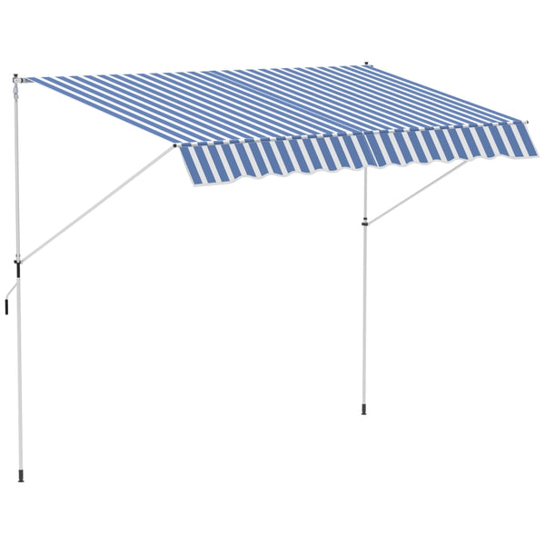 10x5ft Manual Retractable Patio Awning - Blue
