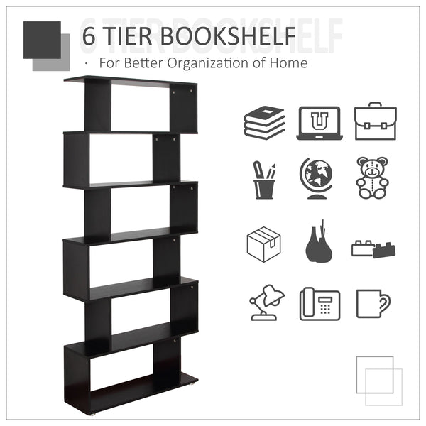 S-Shaped 6-Tier Shelf - Black