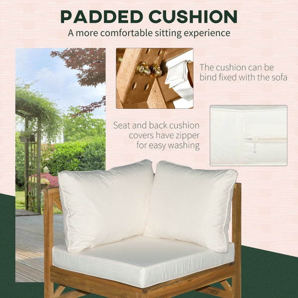 6pc Wooden Patio Sofa Set - Cream White