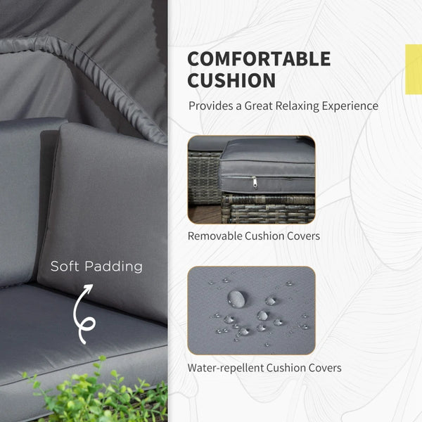 4pc Outdoor Wicker Rattan Patio Furniture Set - Gray