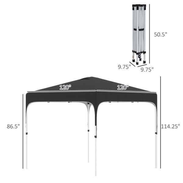 10' x 10' Height Adjustable Pop Up Tent - Black