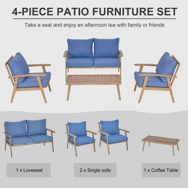 4pc Outdoor Garden Patio Furniture Set - Blue