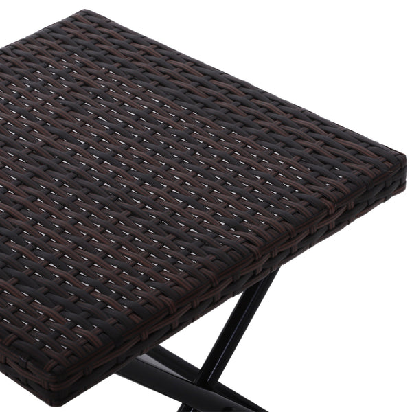 Outdoor Folding Square Rattan Coffee Table - Brown