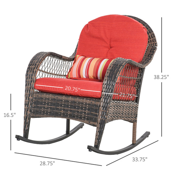 Outdoor Rattan Wicker Patio Rocking Chair - Red