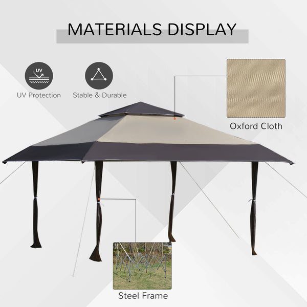 13x13 ft Height Adjustable Pop Up Canopy Tent with Top Vent - Khaki