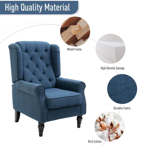 Button Tufted Accent Chair - Blue