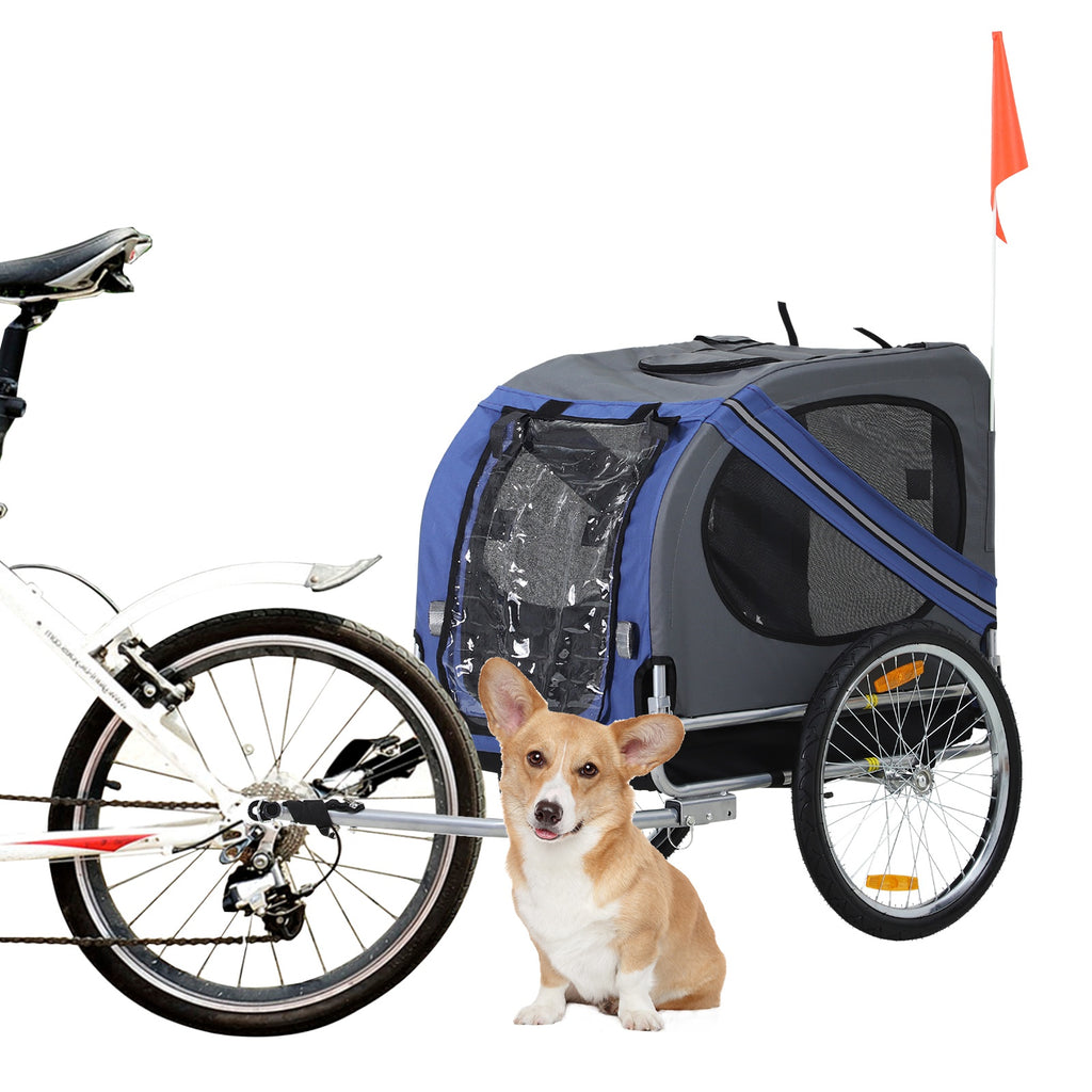 Pet Bicycle Trailer - Grey and Blue