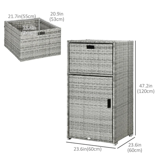Patio Rattan Storage Box - Mixed Gray