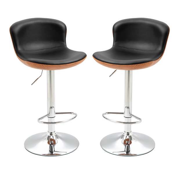 2pc Counter Bar Stools with Footrest - Black