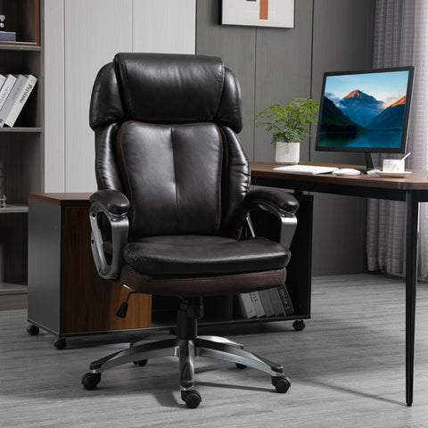 Height Adjustable High Back Executive Home Office Chair with Padded Armrests - Brown