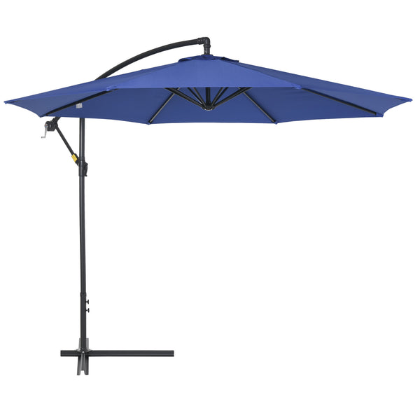 10 ft. Cantilever Patio Garden Parasol Hanging Umbrella - Blue