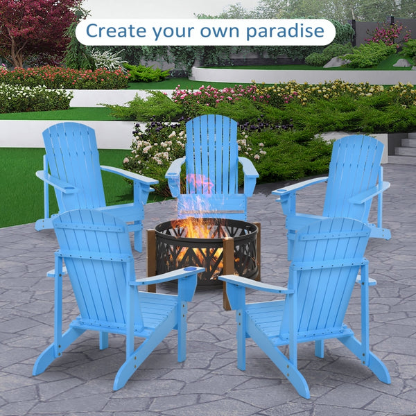 Outdoor Patio Wooden Adirondack Chair - Blue