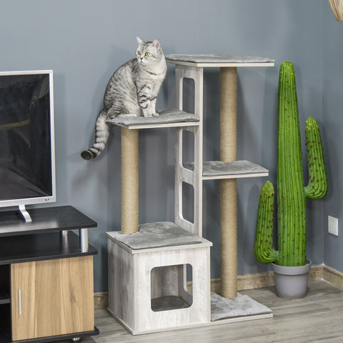 45" Cat Tree with Scratching Posts - Grey