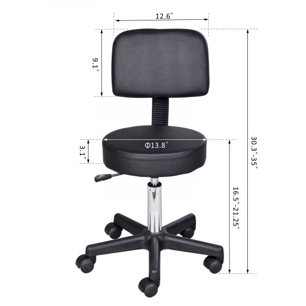 Swivel Salon Chair Massage Stool - Black