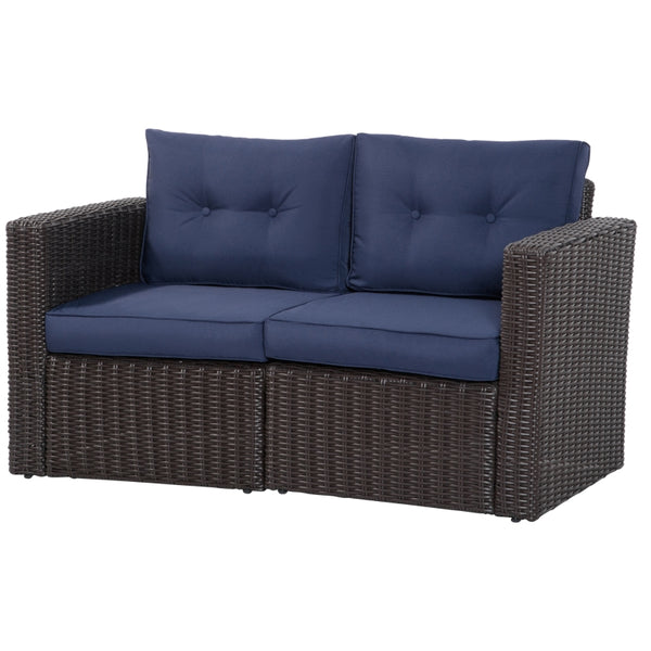 2pc Patio Wicker Corner Sofa Set - Dark Blue
