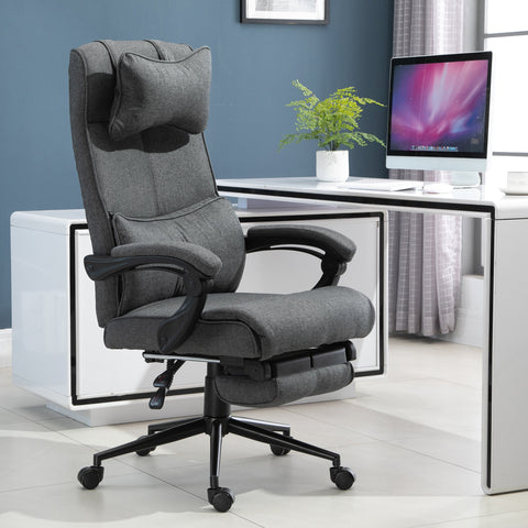 Home Office Adjustable Recliner Chair with Footrest - Grey