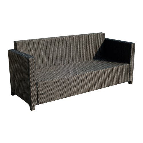 Simulated Rattan Indoor Outdoor Wicker Patio Sofa with Cushions - Beige