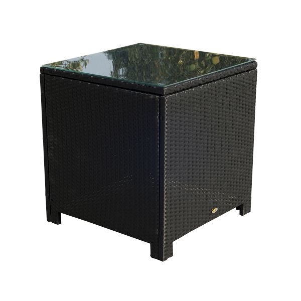 Patio Home Coffee Table with Glass Top - Black