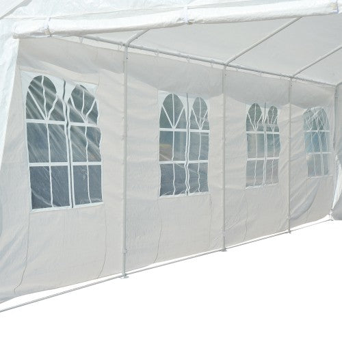 10x30 ft Large Steel Party Carport Canopy Tent with Sides - White