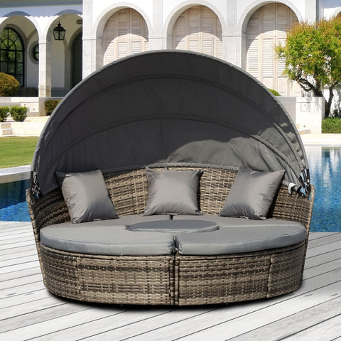 4pc Outdoor Daybed with Canopy - Gray