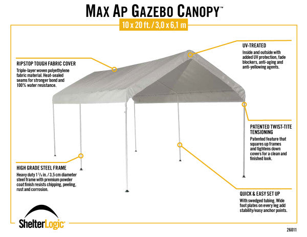 10x20 ft. Outdoor Event 6 Leg MaxAP Powder Coated Steel Gazebo Canopy Tent