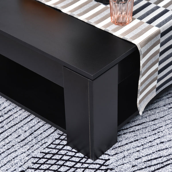 2 Tier Simple Modern Coffee Table - Black