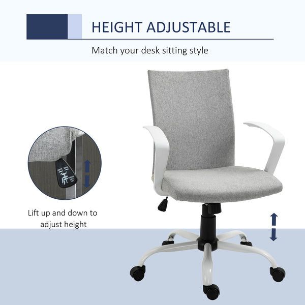 Home Office Computer Chair with Armrests - Light Grey