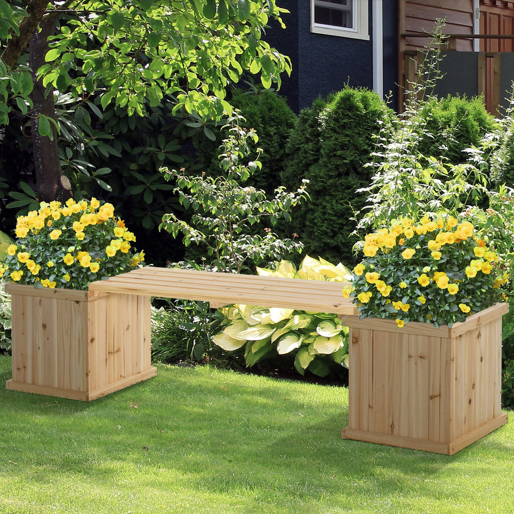 Outdoor Garden Wooden Planter and Bench