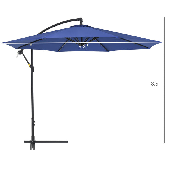 10 ft. Cantilever Patio Garden Parasol Hanging Umbrella - Blue