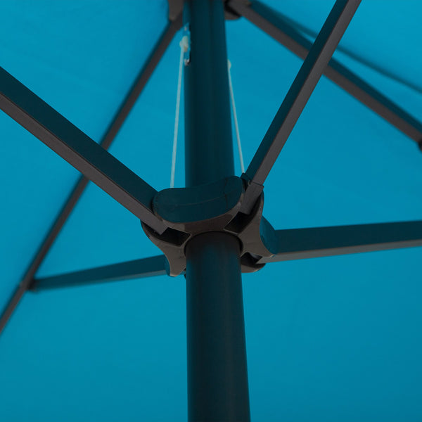 15' Outdoor Patio Twin Canopy Umbrella With Crank - Light Blue