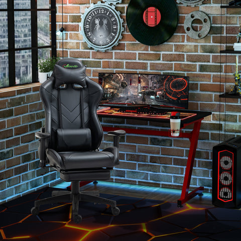 Gaming Computer Home Office Recliner Chair with Footrest - Black