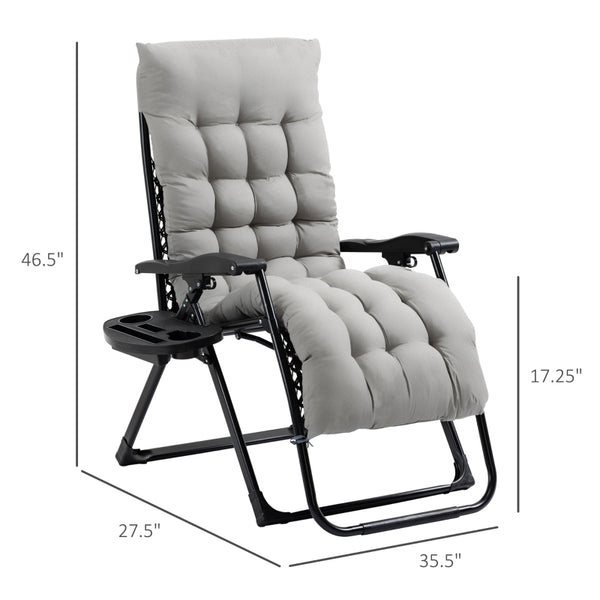 Padded Foldable Recliner Chair - Gray