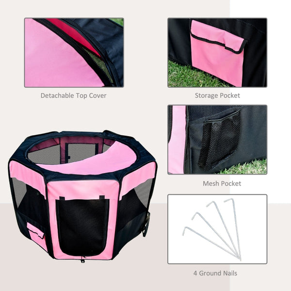 46" Portable Pet Playpen with Carry Bag - Pink