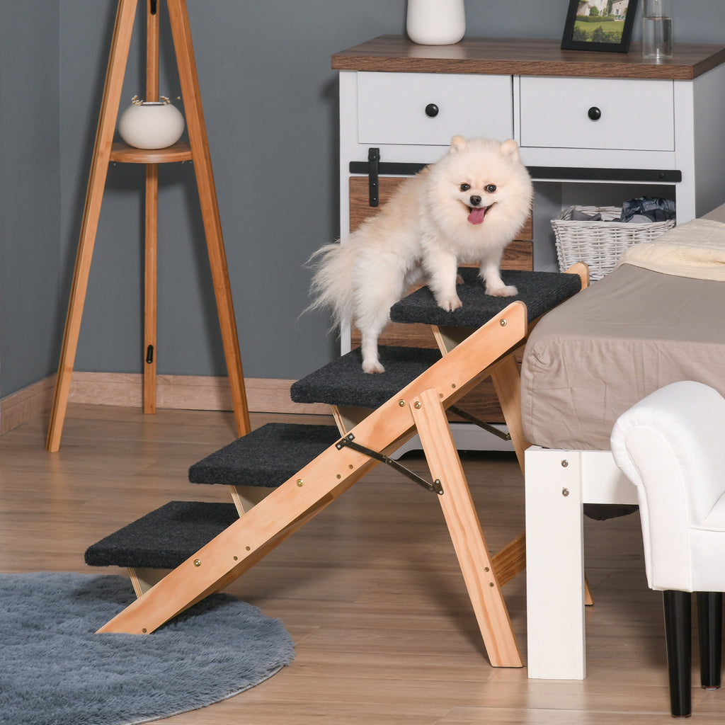 2-in-1 Wooden Pet Stairs and Ramp - Black