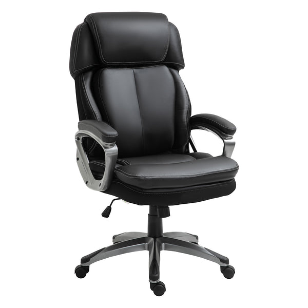 Height Adjustable High Back Executive Home Office Chair with Padded Armrests - Black