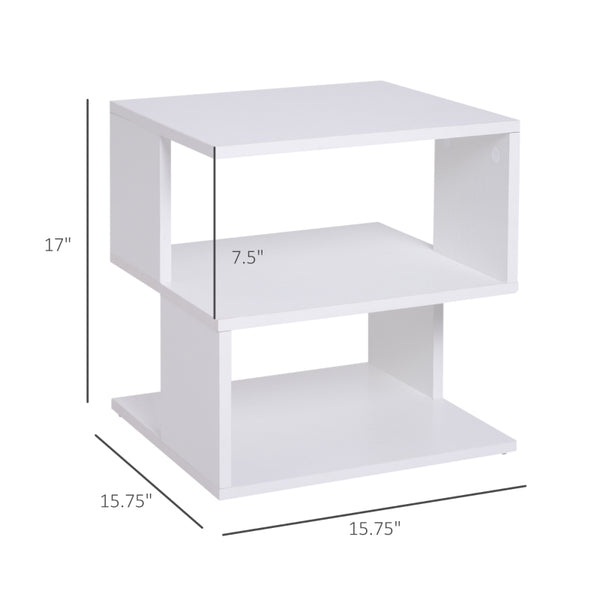 3 Tier Wood Coffee Side Table - White