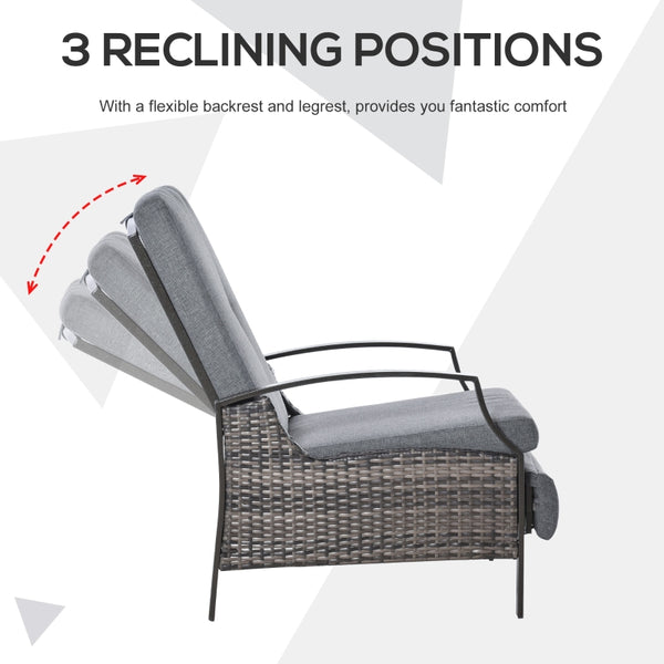 Adjustable Patio Recliner Chair - Grey
