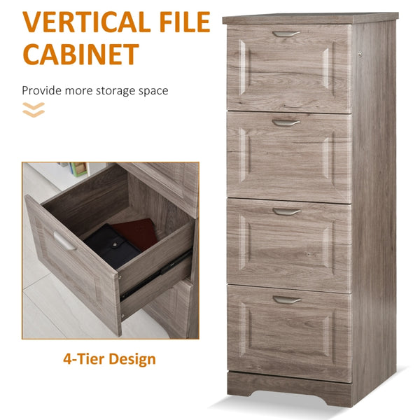 4 Drawer Vertical File Cabinet - Gray Oak