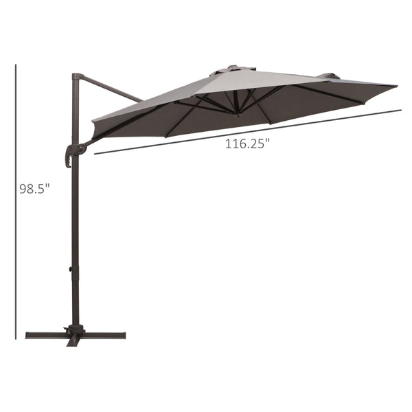 10' Outdoor Hanging Patio Umbrella - Gray